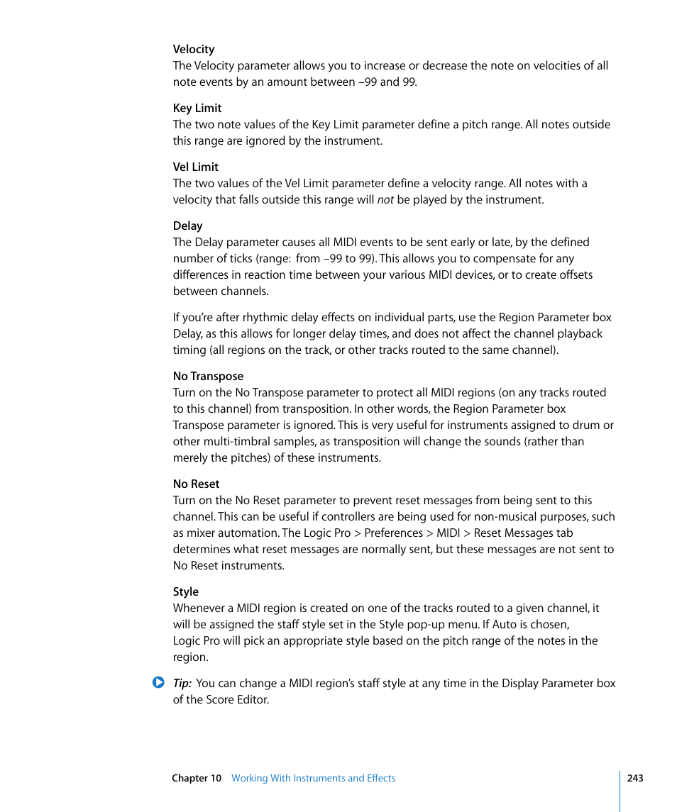 Apple Logic Pro 8 User Manual | Page 243 / 1030