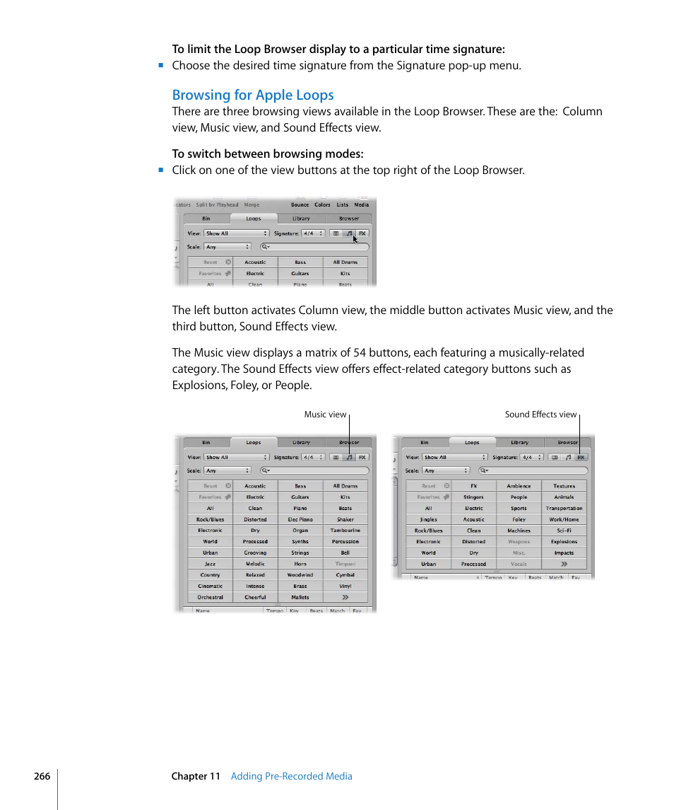 Browsing for apple loops | Apple Logic Pro 8 User Manual | Page 266 / 1030