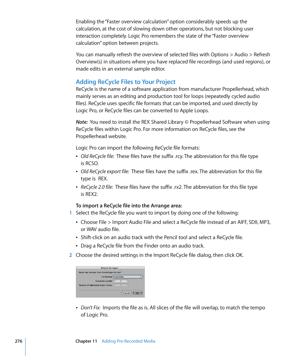 Adding recycle files to your project, Etails in | Apple Logic Pro 8 User Manual | Page 276 / 1030