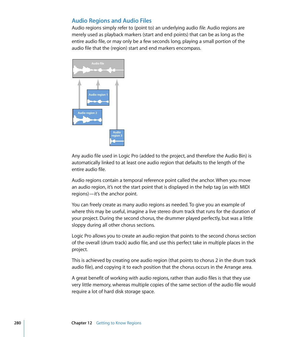Audio regions and audio files | Apple Logic Pro 8 User Manual | Page 280 / 1030