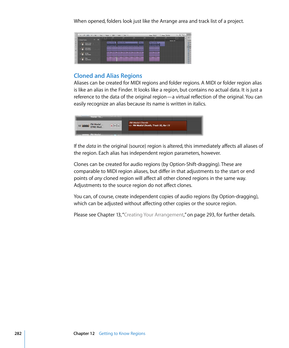 Cloned and alias regions | Apple Logic Pro 8 User Manual | Page 282 / 1030