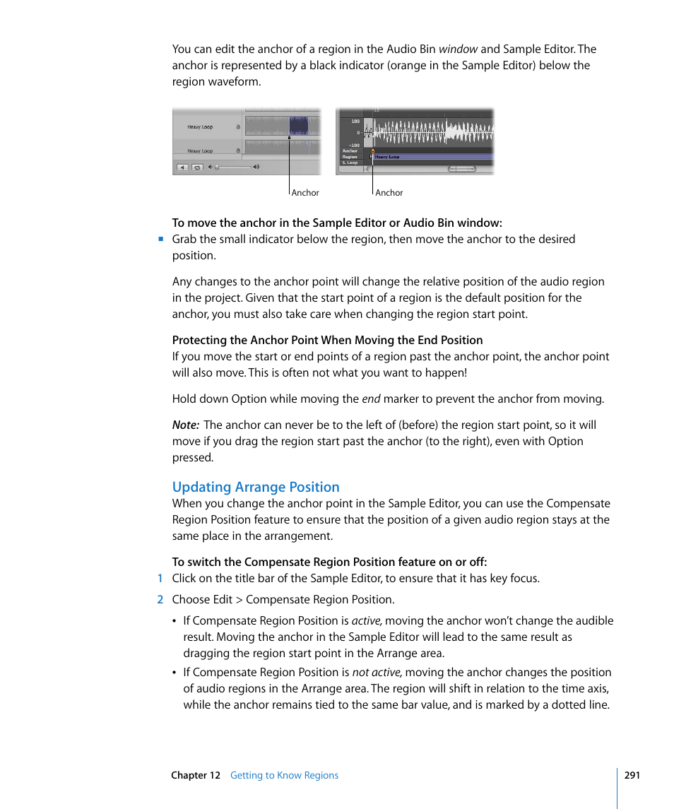 Updating arrange position | Apple Logic Pro 8 User Manual | Page 291 / 1030