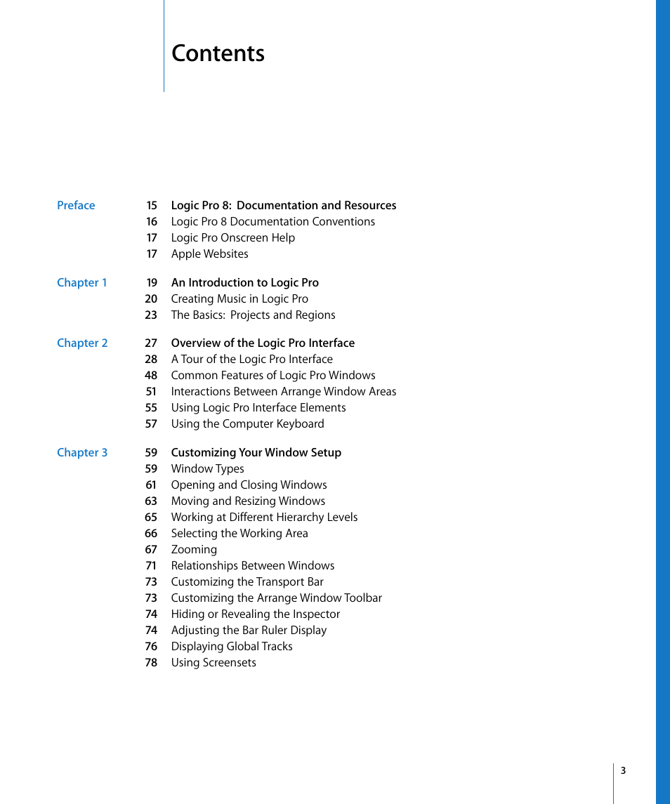 Apple Logic Pro 8 User Manual | Page 3 / 1030