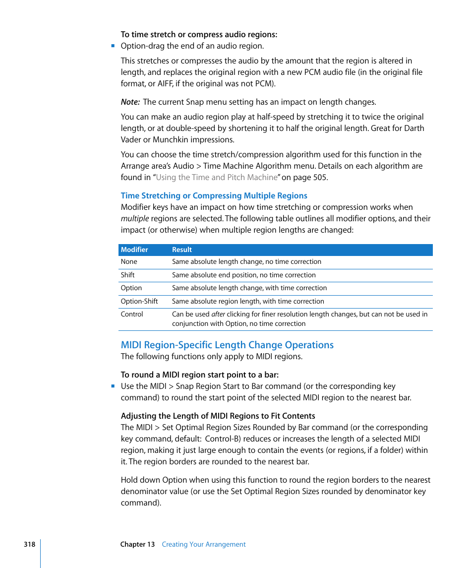 Midi region-specific length change operations | Apple Logic Pro 8 User Manual | Page 318 / 1030