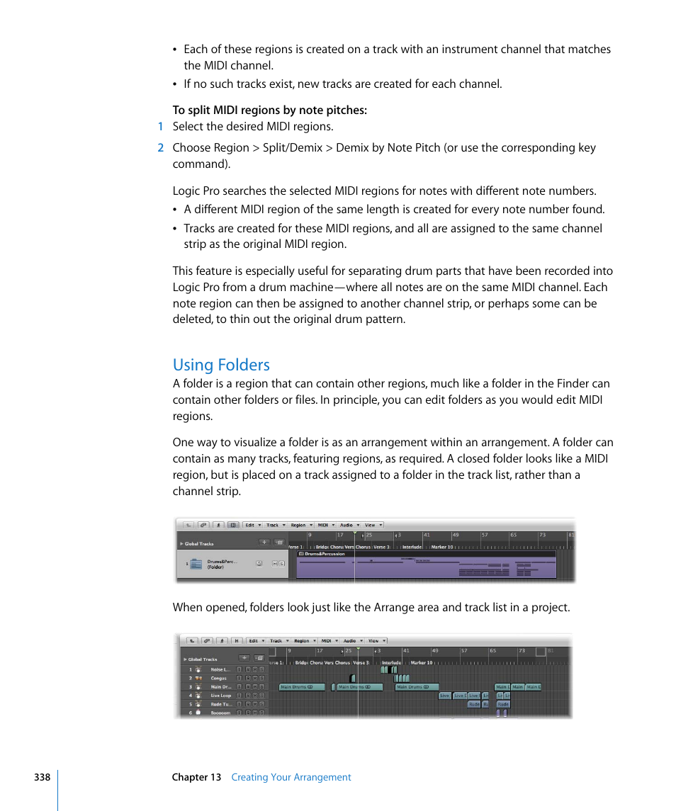 Using folders | Apple Logic Pro 8 User Manual | Page 338 / 1030