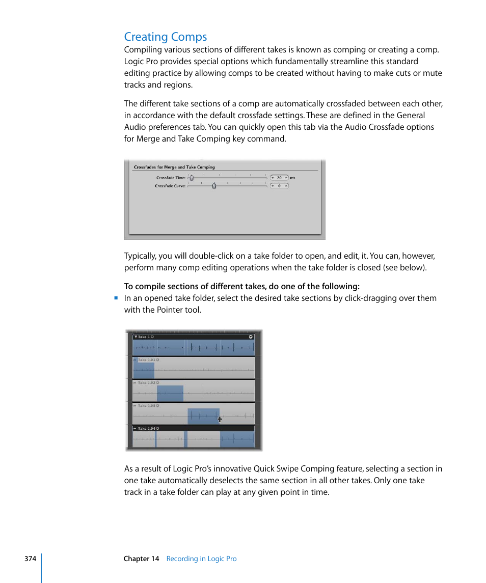 Creating comps, Ound in | Apple Logic Pro 8 User Manual | Page 374 / 1030