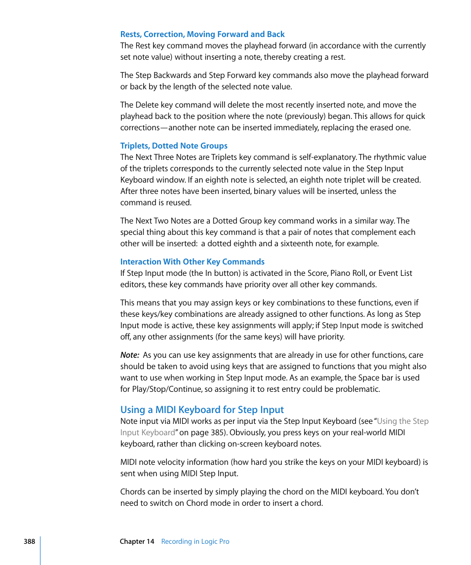 Using a midi keyboard for step input | Apple Logic Pro 8 User Manual | Page 388 / 1030