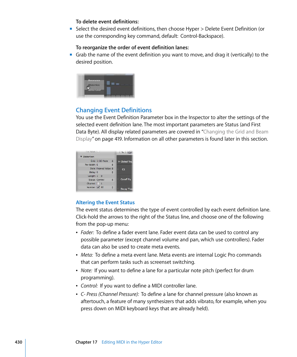 Changing event definitions, Or (see | Apple Logic Pro 8 User Manual | Page 430 / 1030