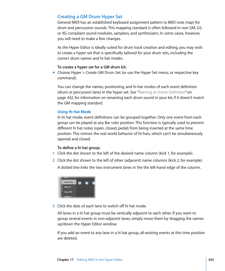 Creating a gm drum hyper set | Apple Logic Pro 8 User Manual | Page 435 / 1030