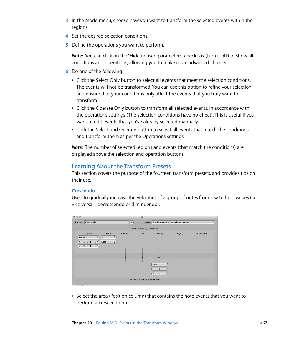 Learning about the transform presets | Apple Logic Pro 8 User Manual | Page 467 / 1030