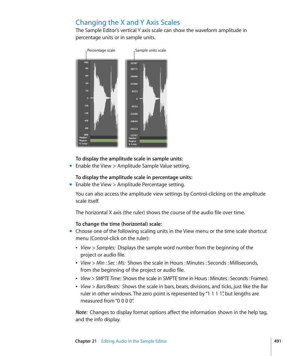 Changing the x and y axis scales | Apple Logic Pro 8 User Manual | Page 491 / 1030