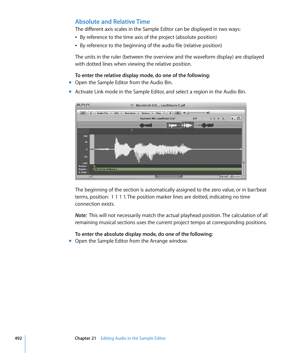 Absolute and relative time | Apple Logic Pro 8 User Manual | Page 492 / 1030