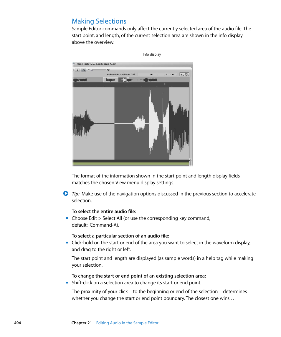 Making selections | Apple Logic Pro 8 User Manual | Page 494 / 1030