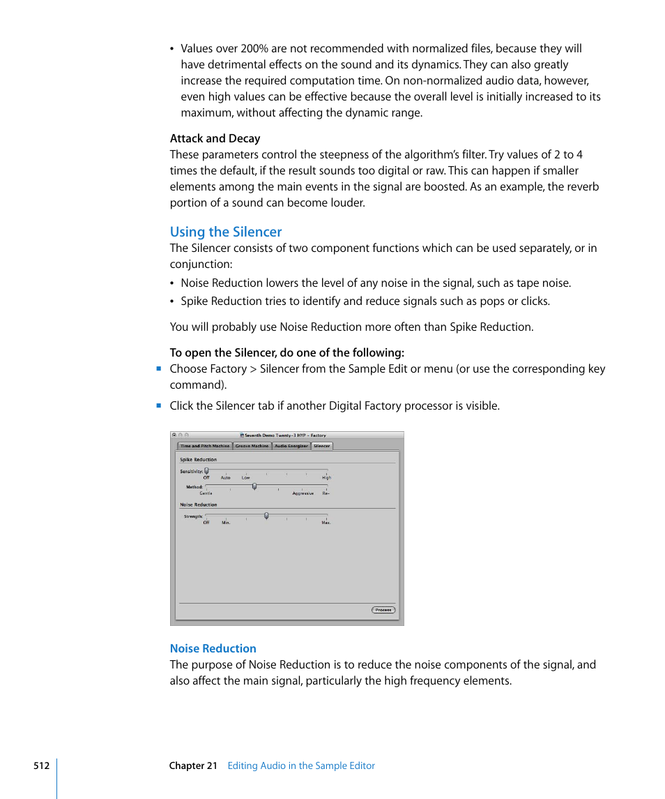 Using the silencer | Apple Logic Pro 8 User Manual | Page 512 / 1030