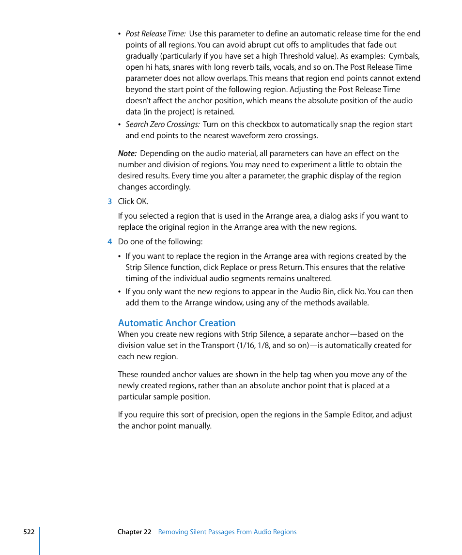 Automatic anchor creation | Apple Logic Pro 8 User Manual | Page 522 / 1030