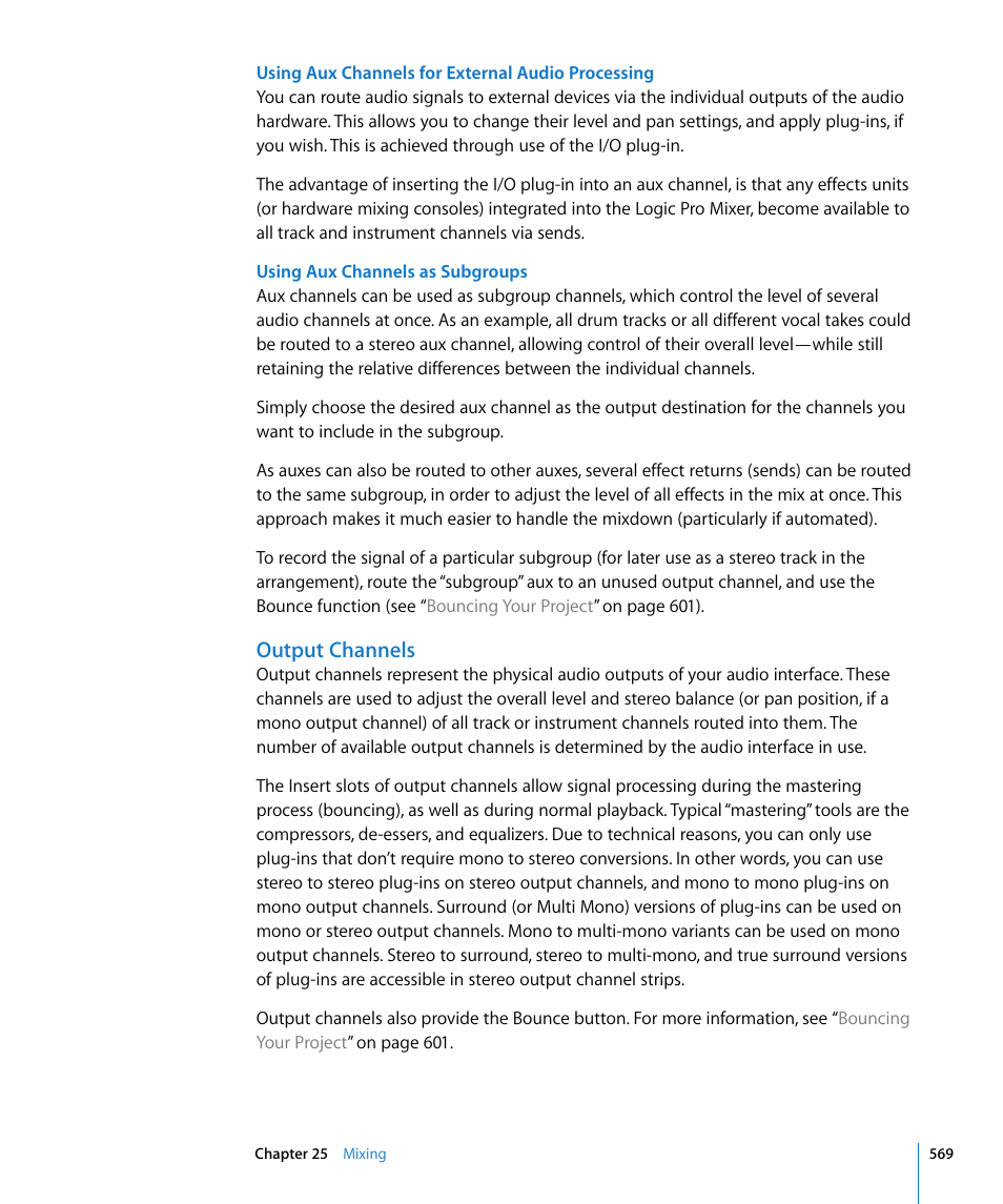 Output channels | Apple Logic Pro 8 User Manual | Page 569 / 1030