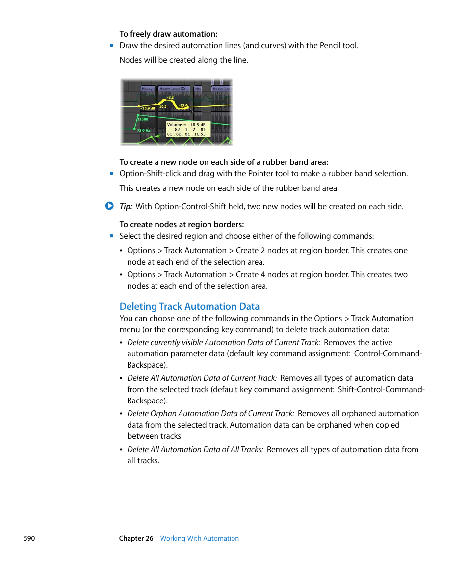 Deleting track automation data | Apple Logic Pro 8 User Manual | Page 590 / 1030