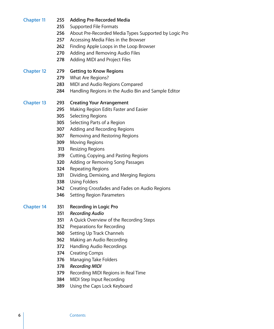 Apple Logic Pro 8 User Manual | Page 6 / 1030