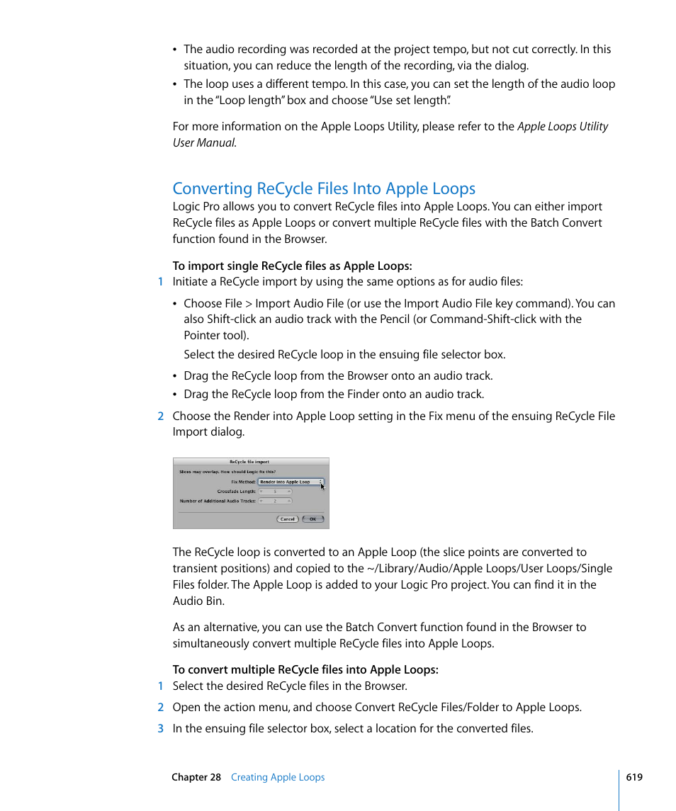 Converting recycle files into apple loops | Apple Logic Pro 8 User Manual | Page 619 / 1030