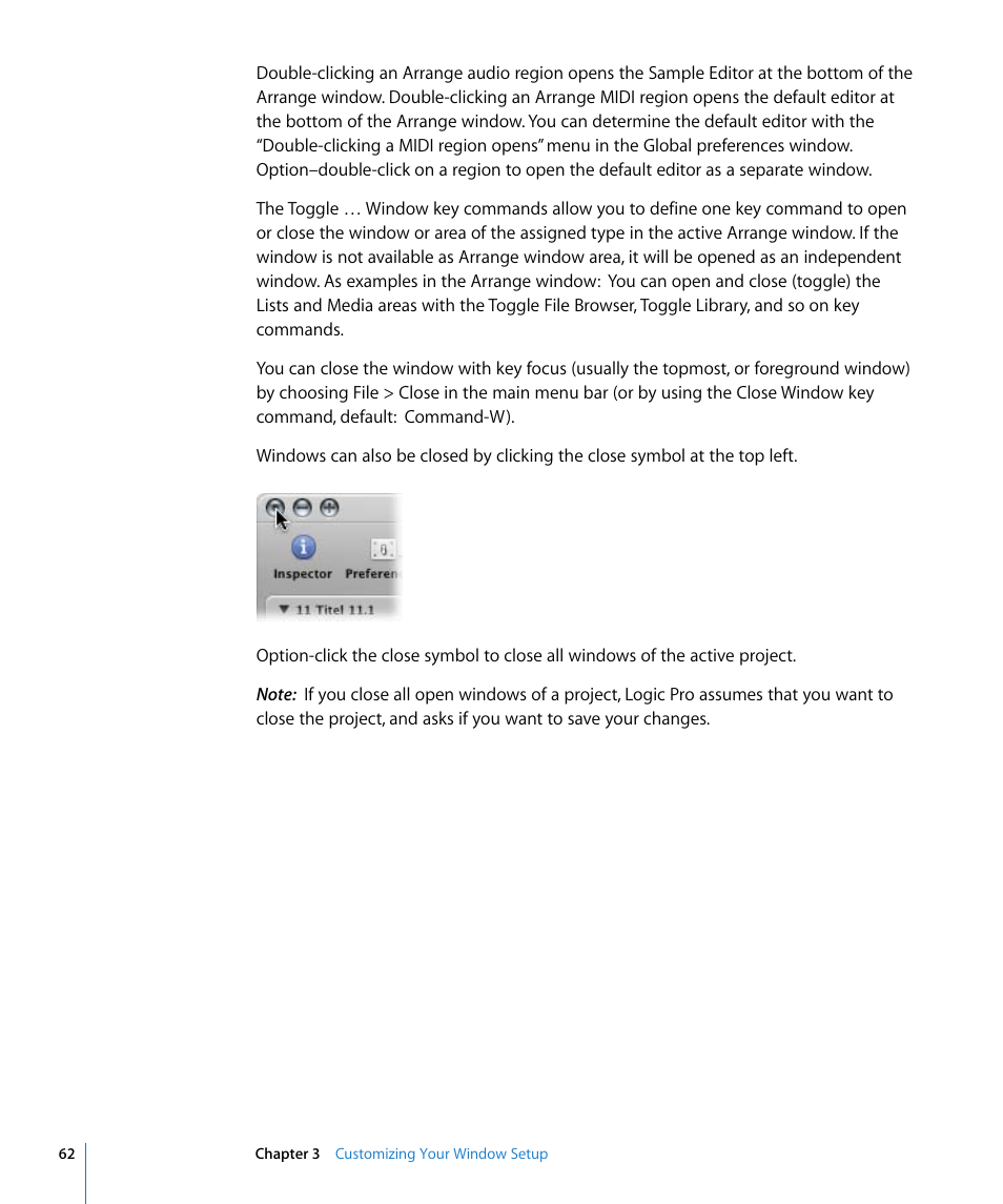 Apple Logic Pro 8 User Manual | Page 62 / 1030