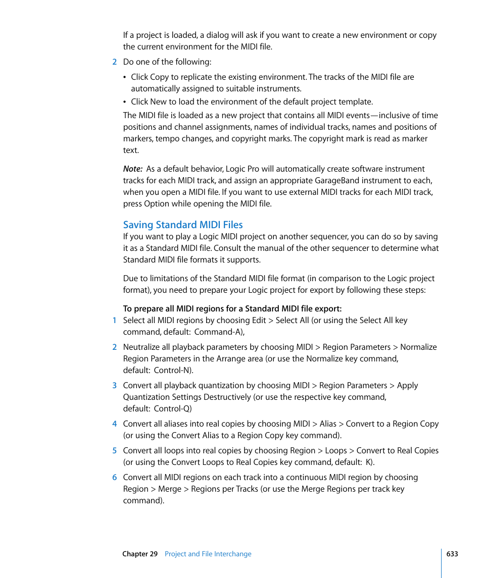 Saving standard midi files | Apple Logic Pro 8 User Manual | Page 633 / 1030
