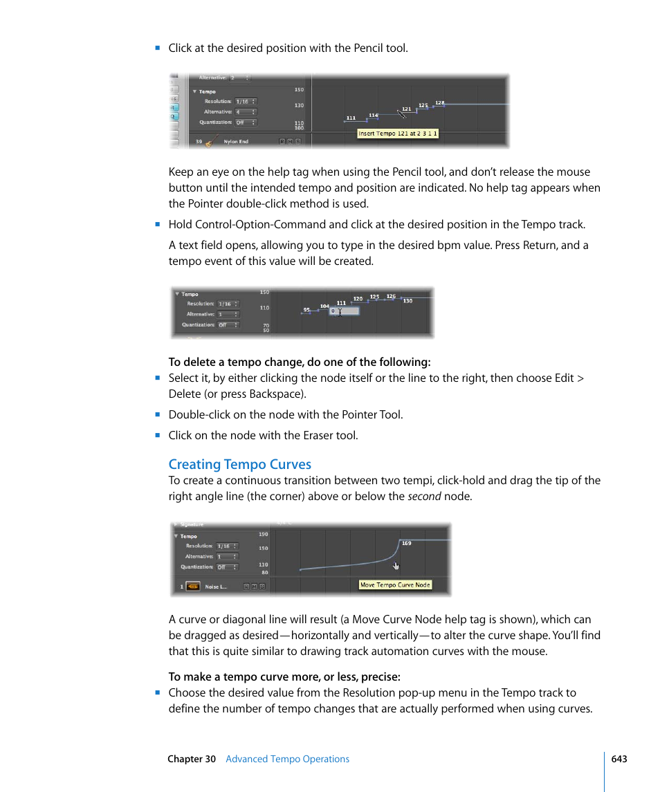 Creating tempo curves | Apple Logic Pro 8 User Manual | Page 643 / 1030