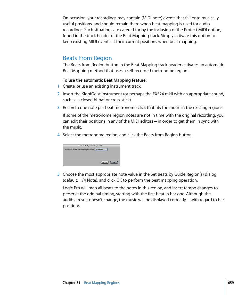 Beats from region | Apple Logic Pro 8 User Manual | Page 659 / 1030