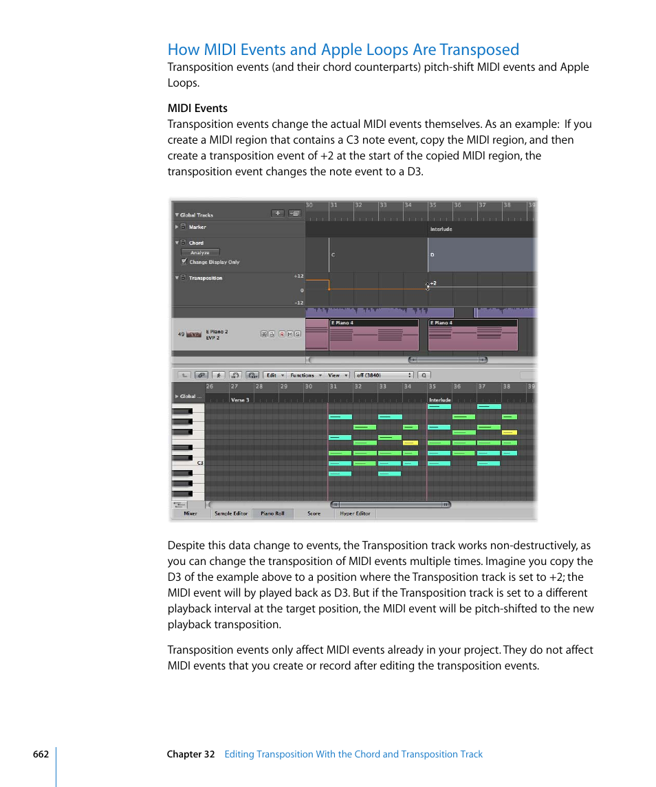 How midi events and apple loops are transposed | Apple Logic Pro 8 User Manual | Page 662 / 1030