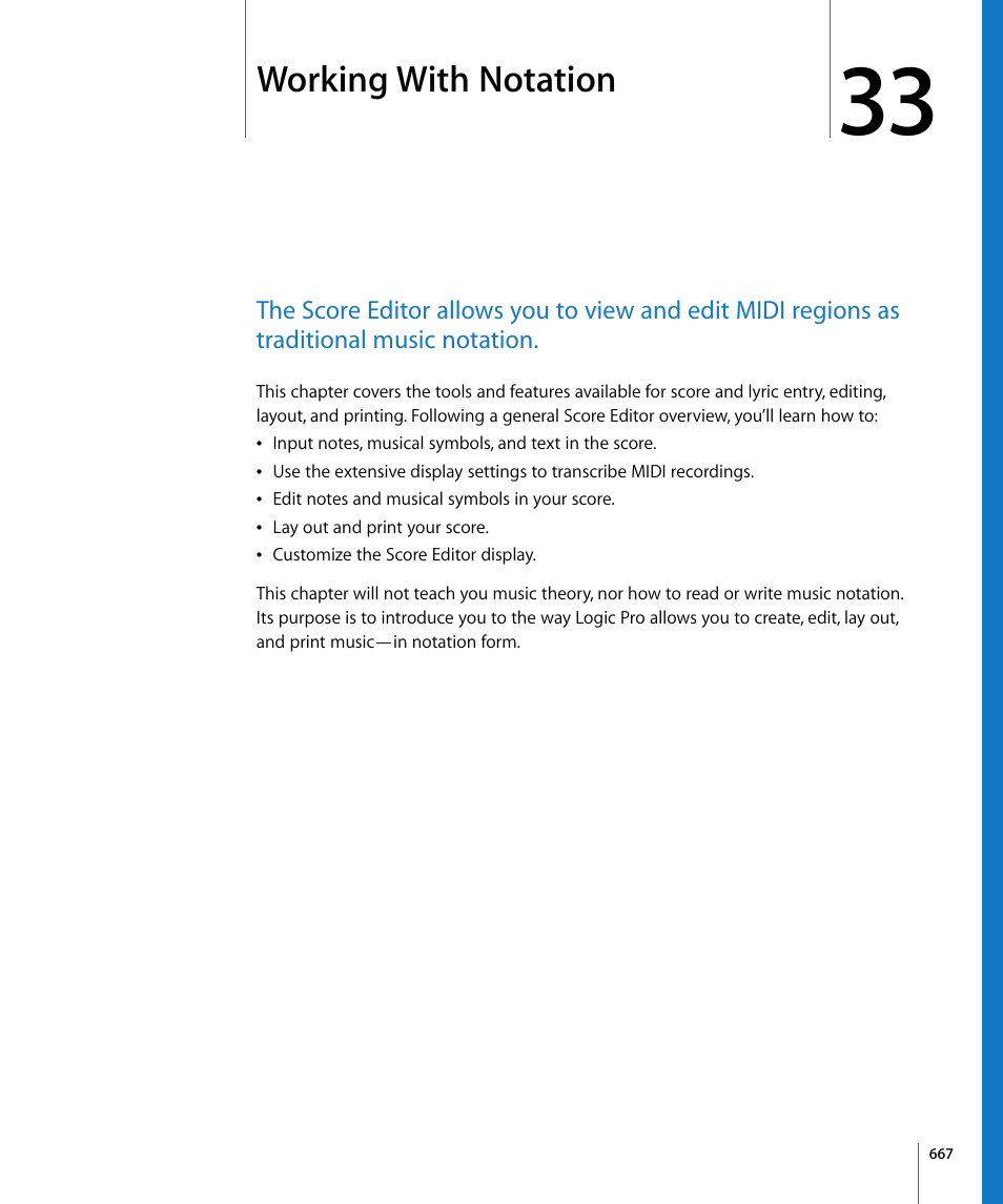 Working with notation, Chapter 33, Ound in chapter 33 | Apple Logic Pro 8 User Manual | Page 667 / 1030