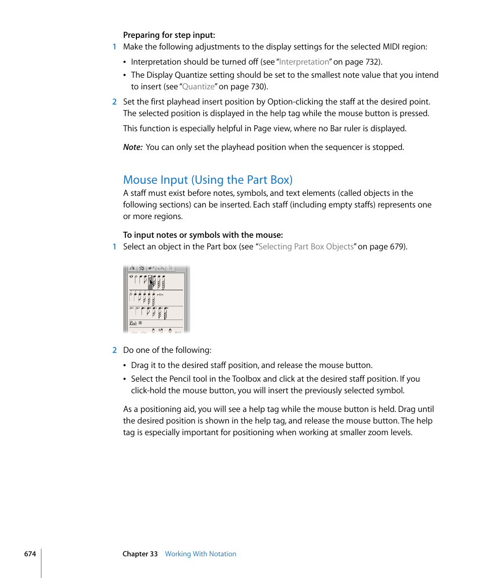 Mouse input (using the part box) | Apple Logic Pro 8 User Manual | Page 674 / 1030