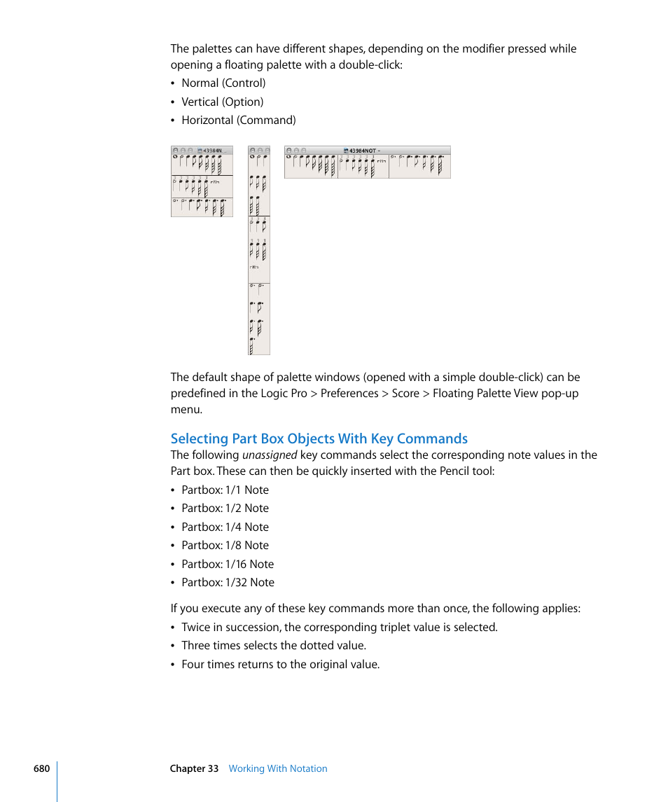 Selecting part box objects with key commands | Apple Logic Pro 8 User Manual | Page 680 / 1030