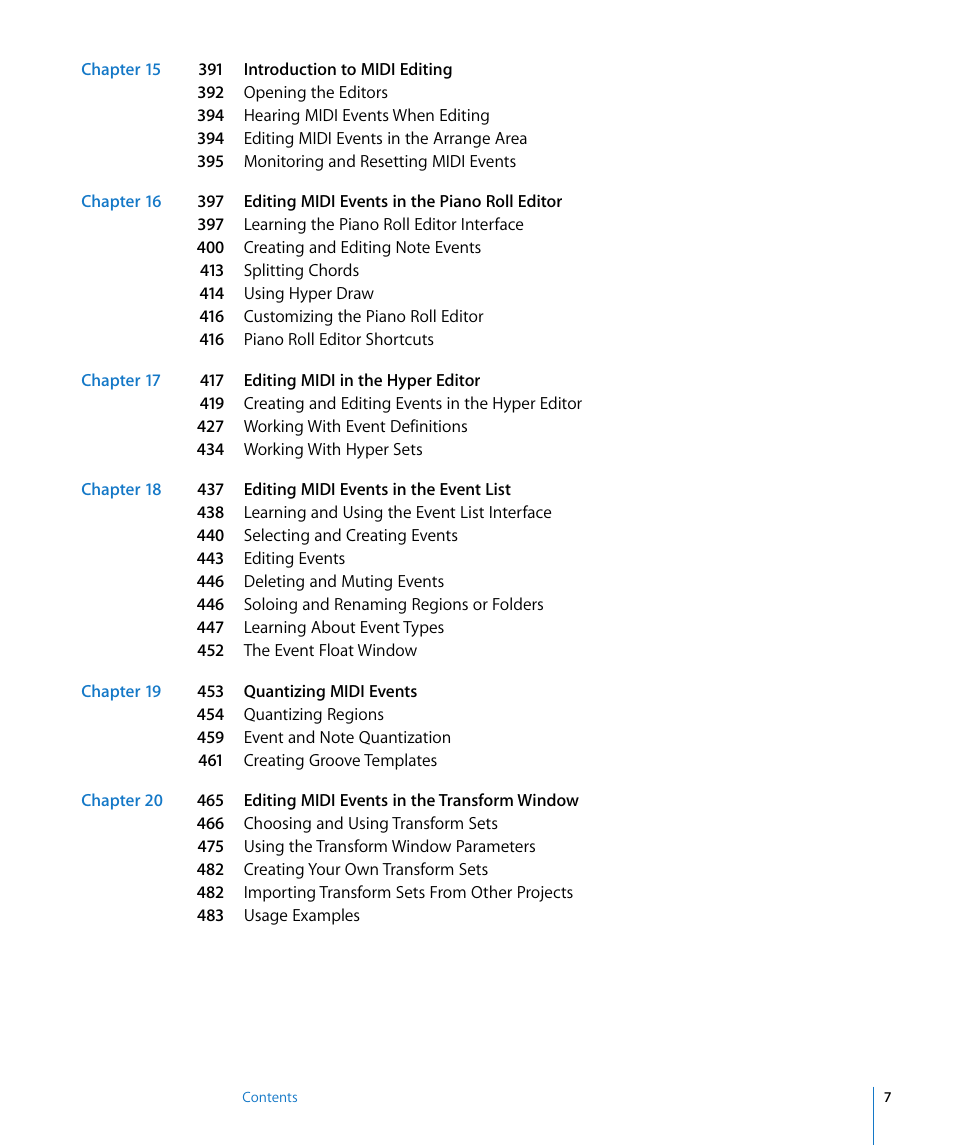 Apple Logic Pro 8 User Manual | Page 7 / 1030
