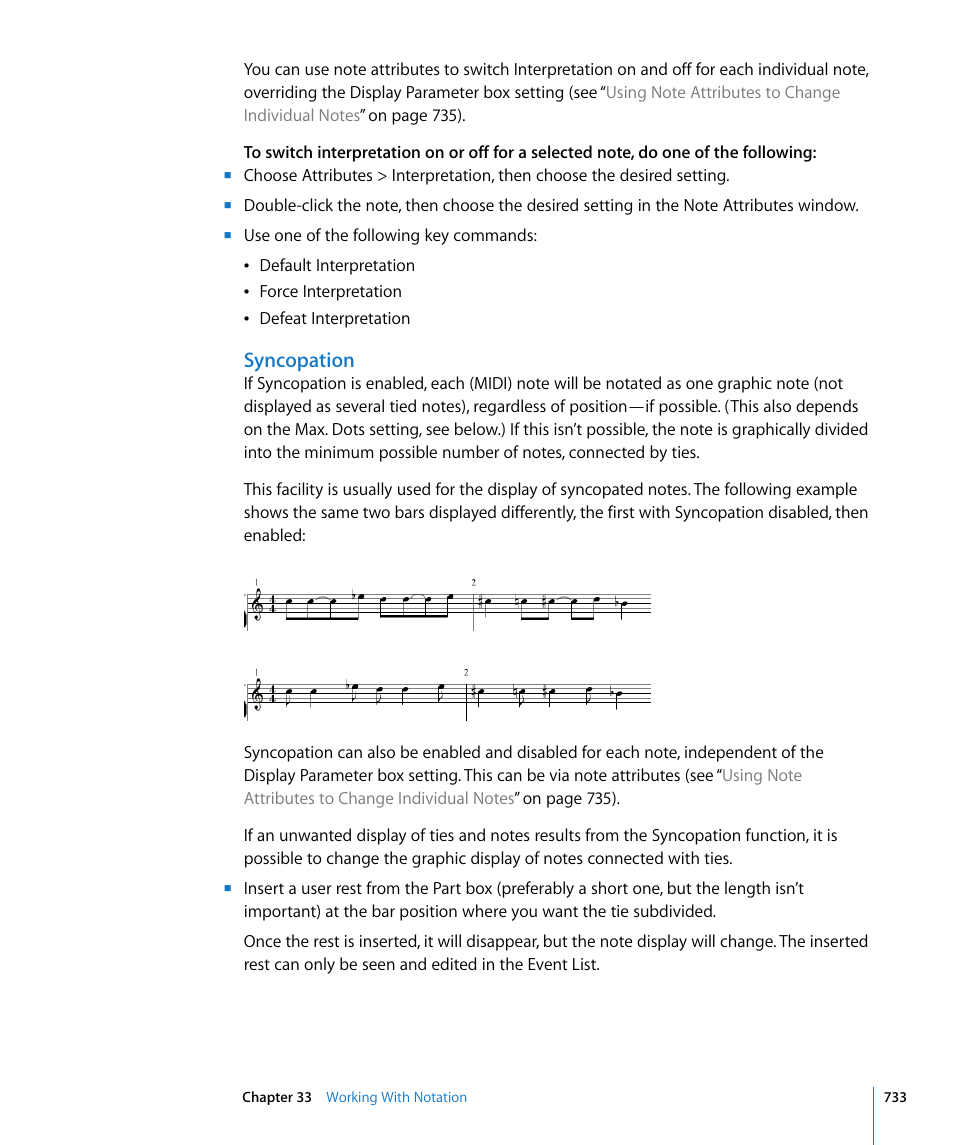 Syncopation, Opation (see | Apple Logic Pro 8 User Manual | Page 733 / 1030