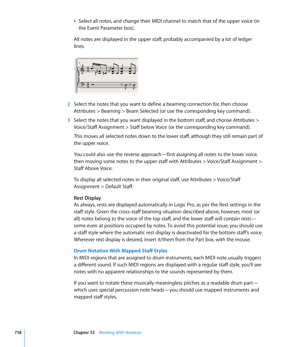 S (see, Drum notation with mapped staff styles | Apple Logic Pro 8 User Manual | Page 758 / 1030