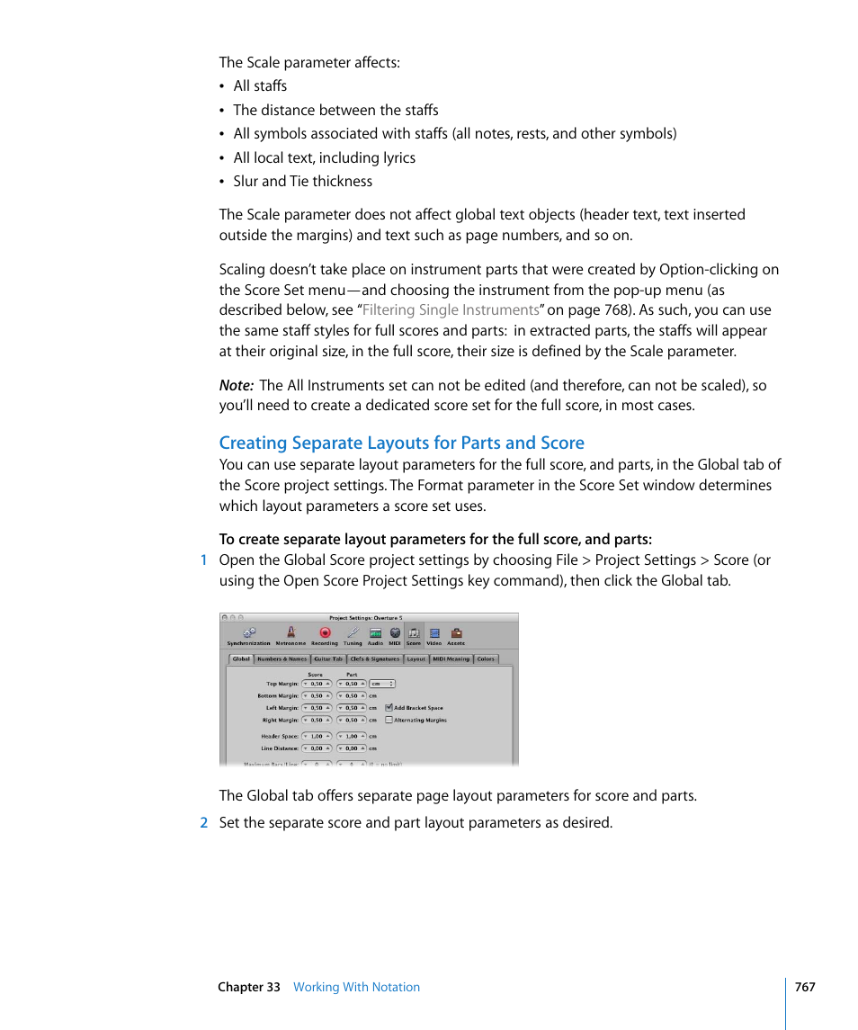 Creating separate layouts for parts and score | Apple Logic Pro 8 User Manual | Page 767 / 1030