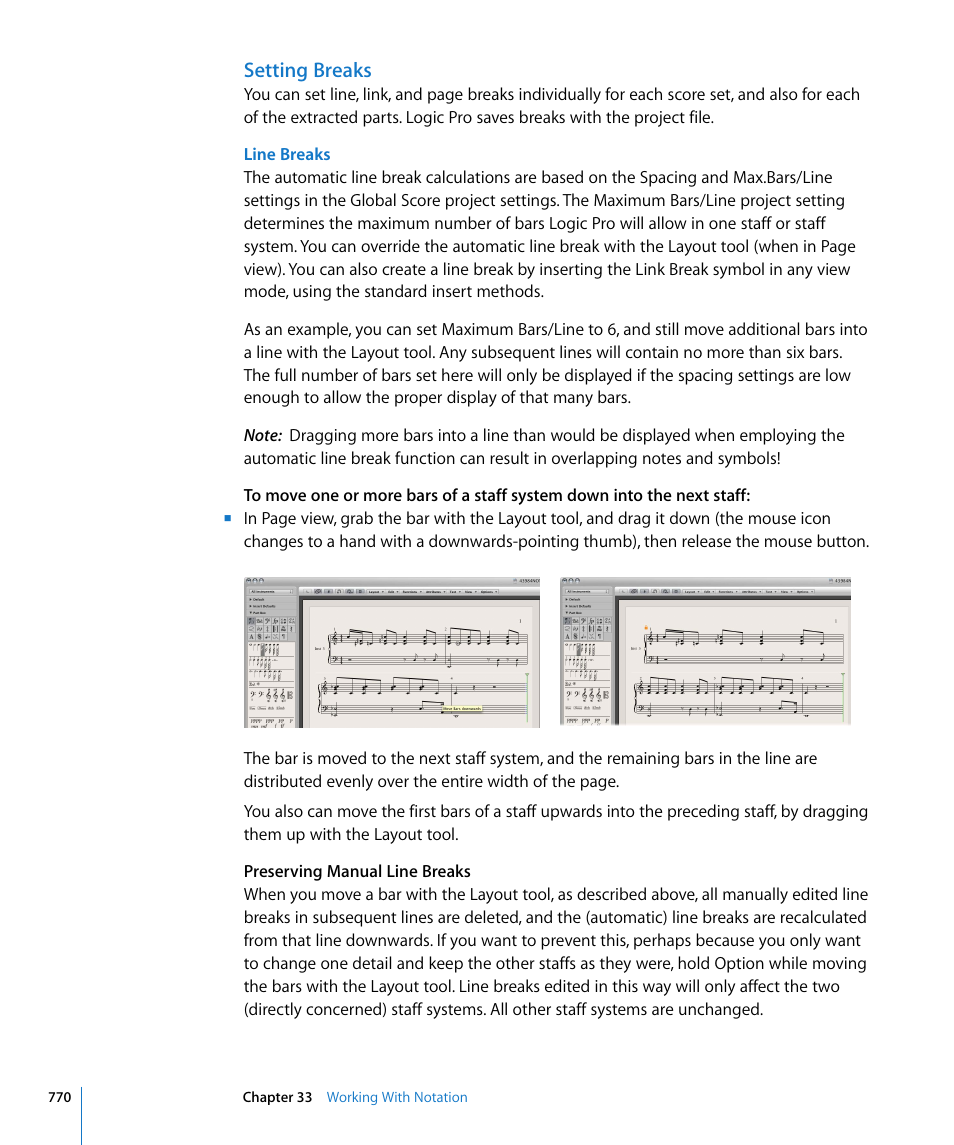 Setting breaks | Apple Logic Pro 8 User Manual | Page 770 / 1030