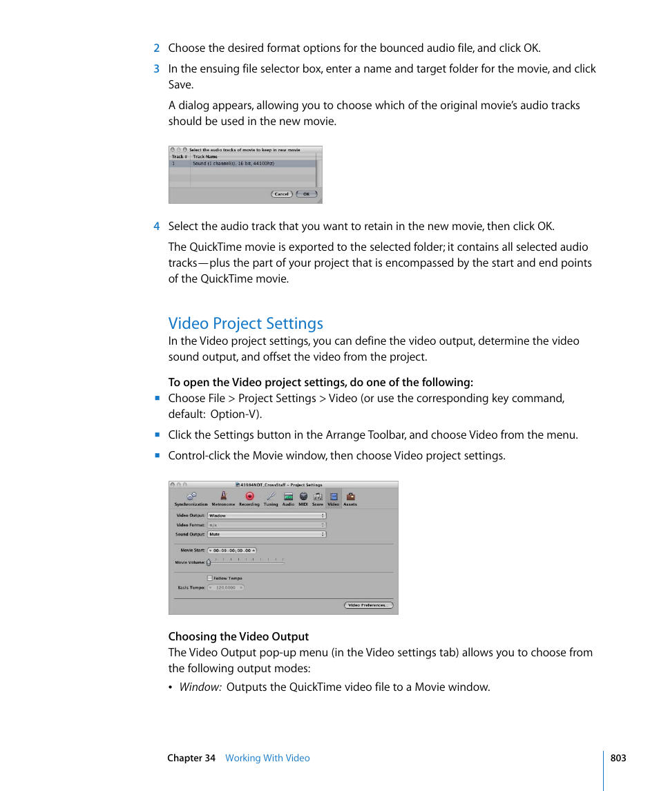 Video project settings | Apple Logic Pro 8 User Manual | Page 803 / 1030