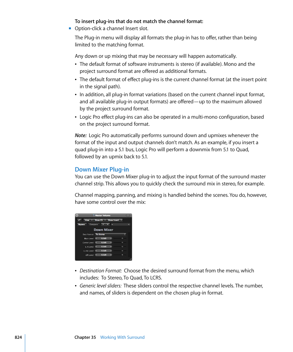 Down mixer plug-in | Apple Logic Pro 8 User Manual | Page 824 / 1030