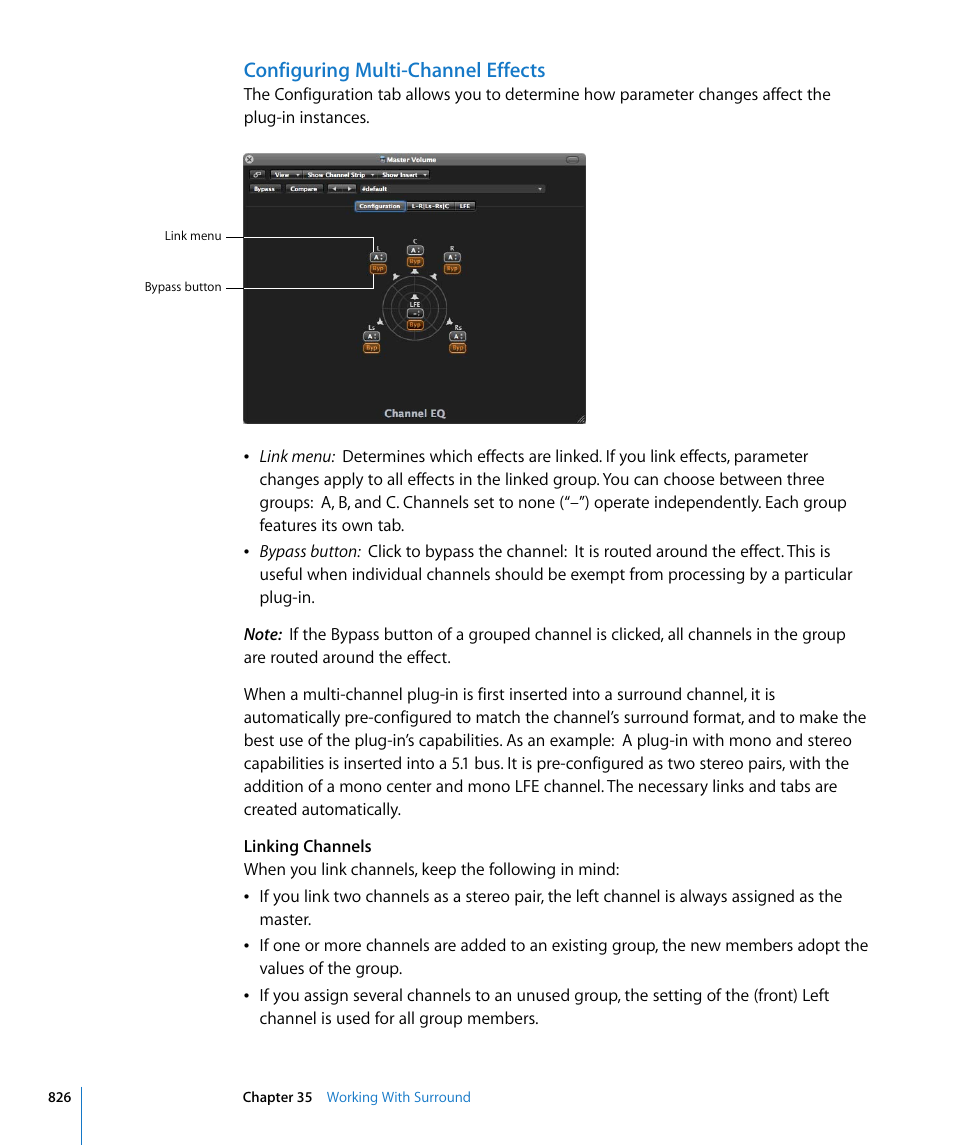 Configuring multi-channel effects | Apple Logic Pro 8 User Manual | Page 826 / 1030