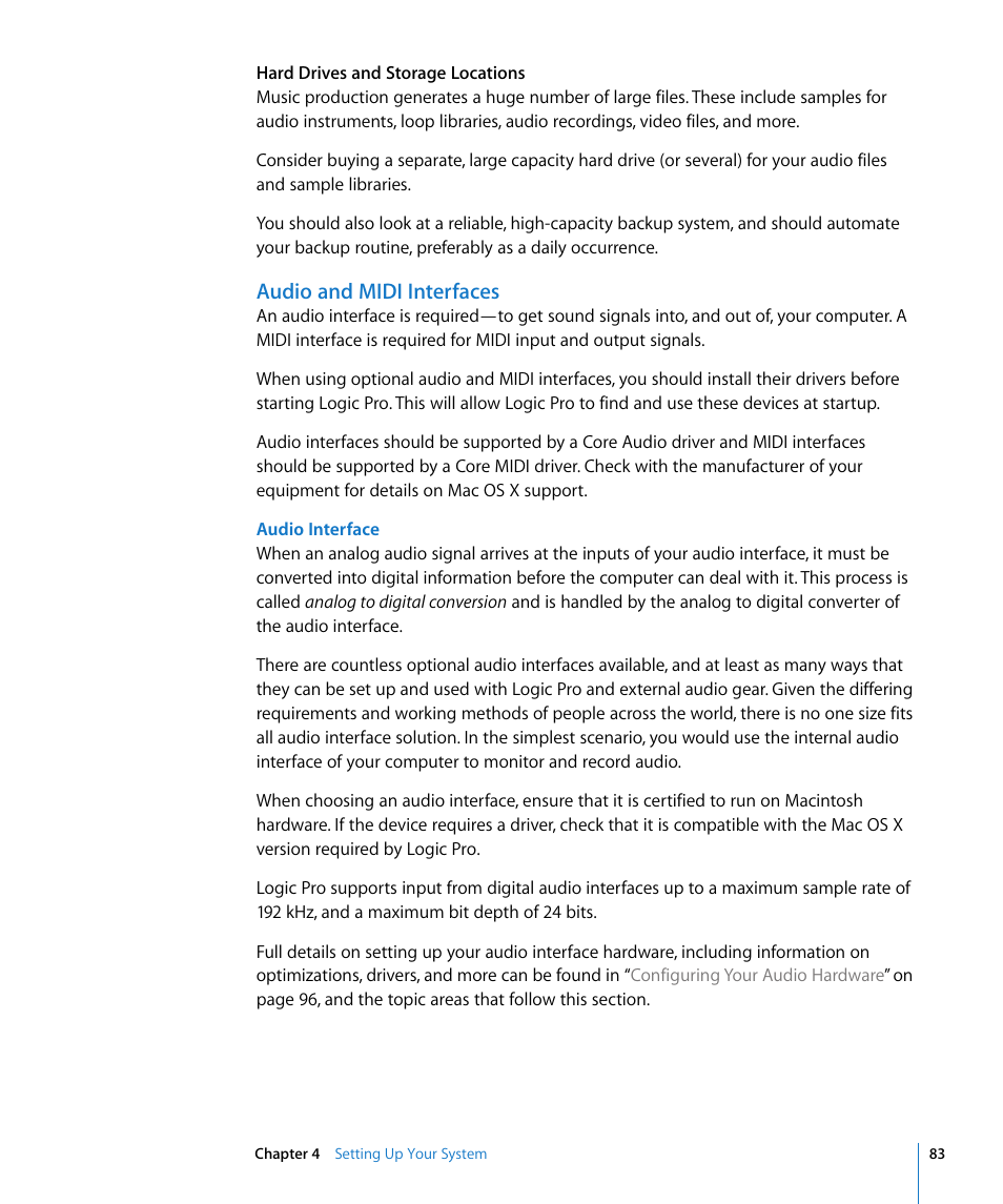 Audio and midi interfaces | Apple Logic Pro 8 User Manual | Page 83 / 1030
