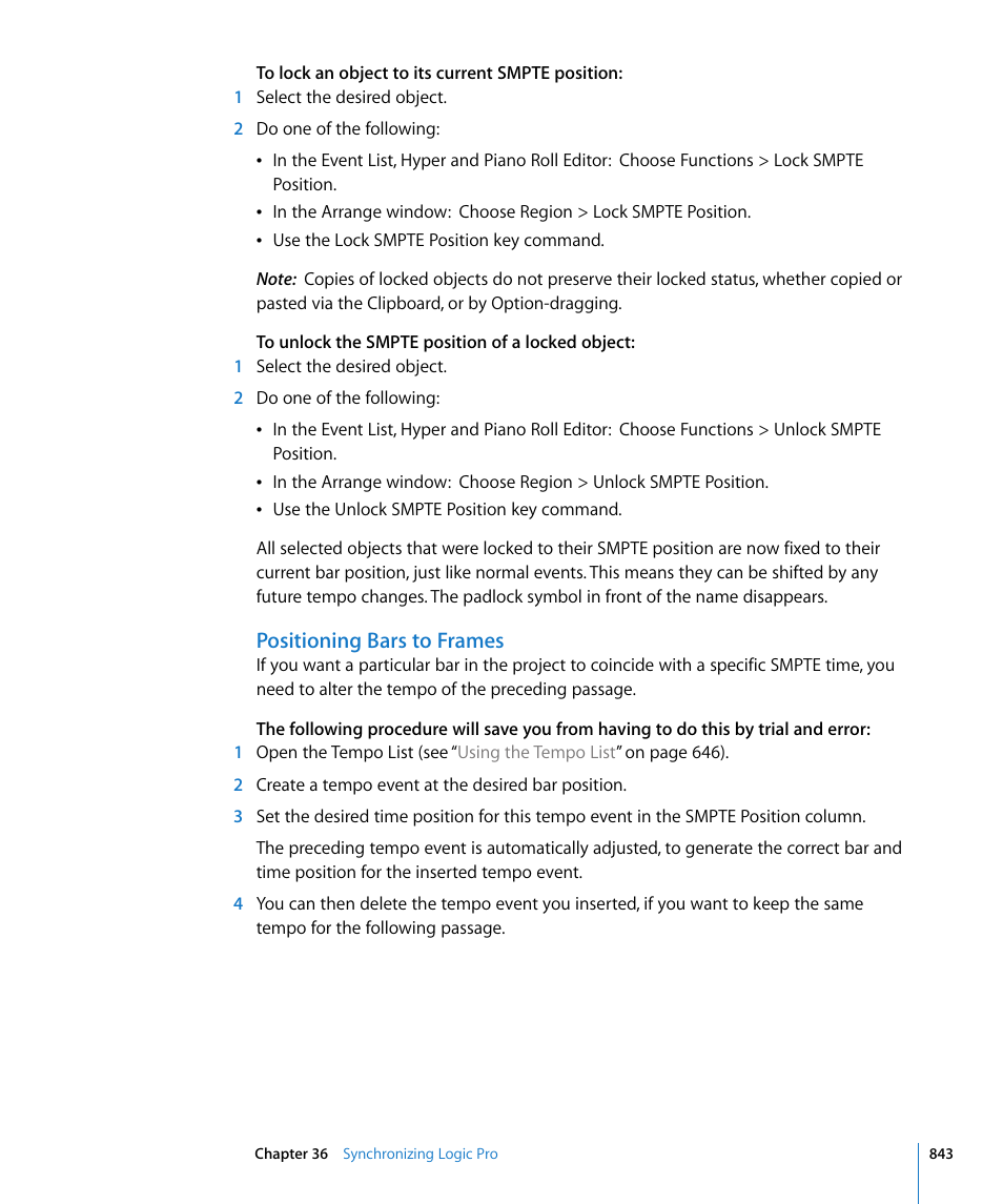 Positioning bars to frames | Apple Logic Pro 8 User Manual | Page 843 / 1030