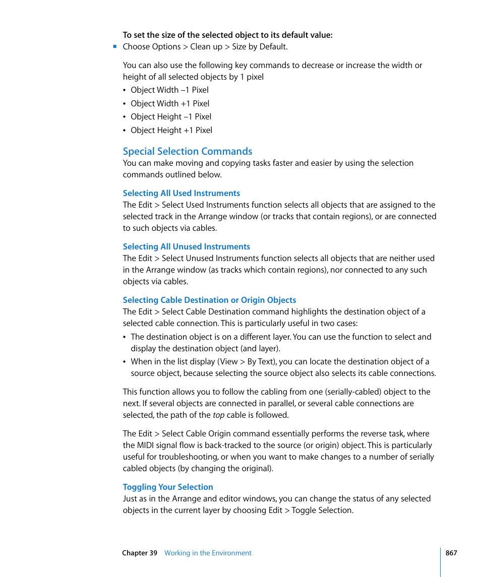 Special selection commands | Apple Logic Pro 8 User Manual | Page 867 / 1030