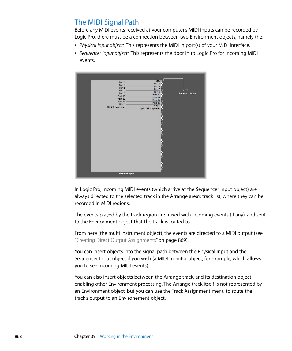 The midi signal path | Apple Logic Pro 8 User Manual | Page 868 / 1030