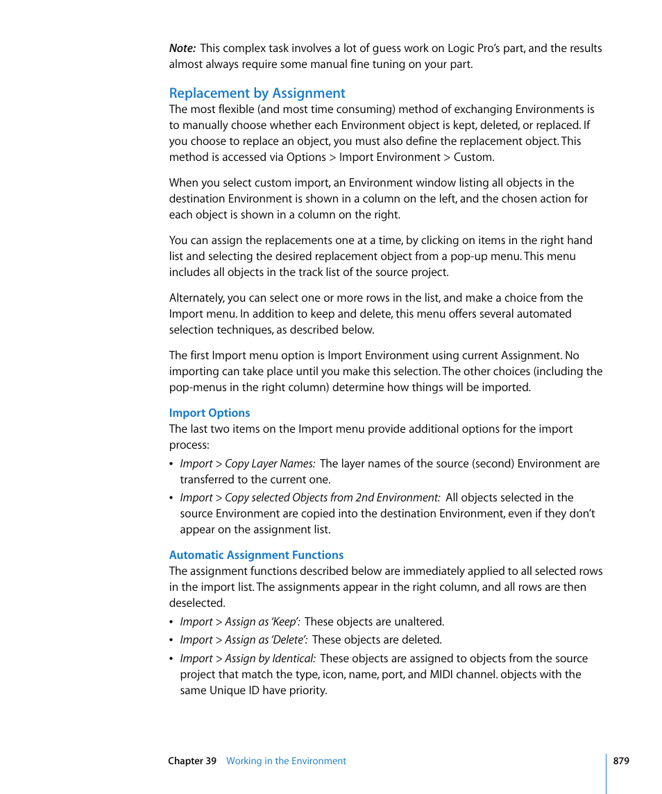 Replacement by assignment | Apple Logic Pro 8 User Manual | Page 879 / 1030