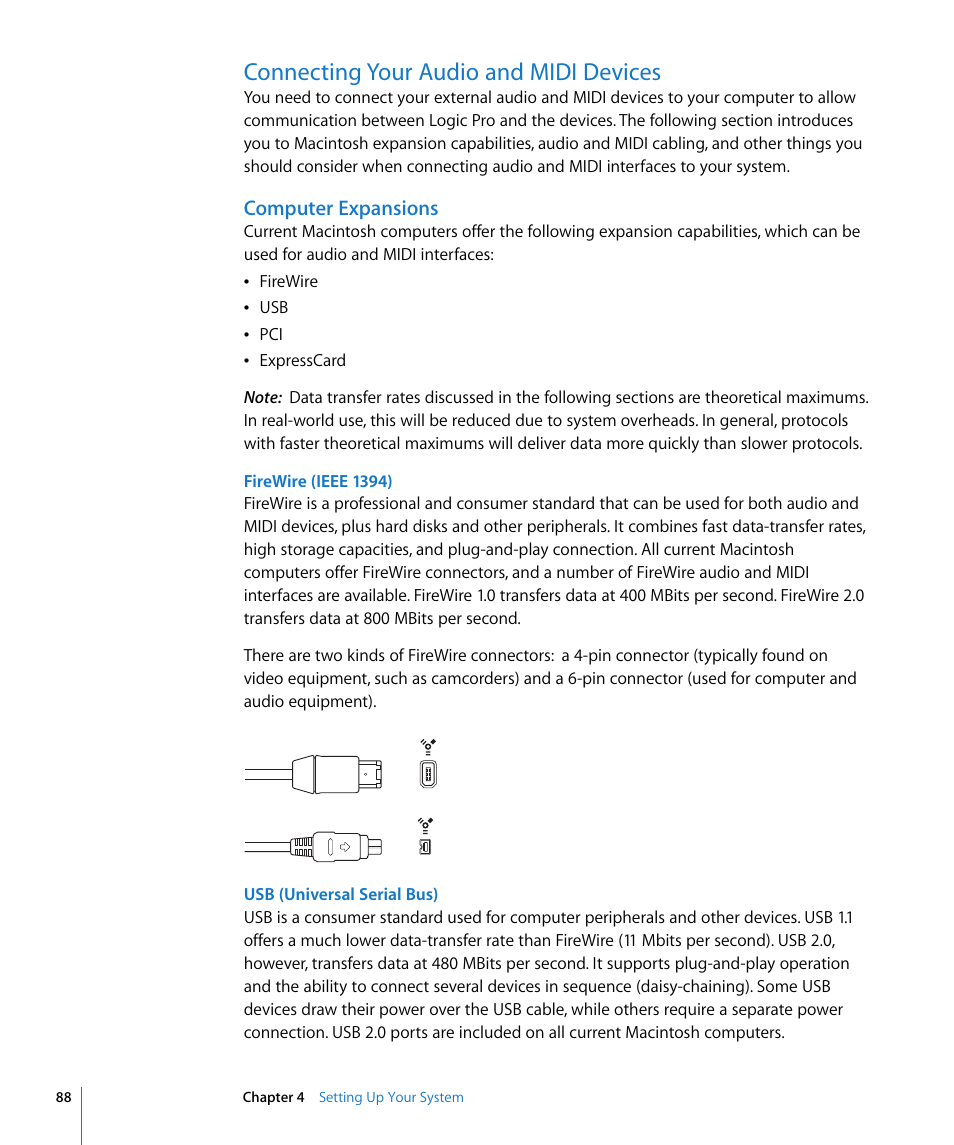 Connecting your audio and midi devices, Computer expansions, S (see | Apple Logic Pro 8 User Manual | Page 88 / 1030