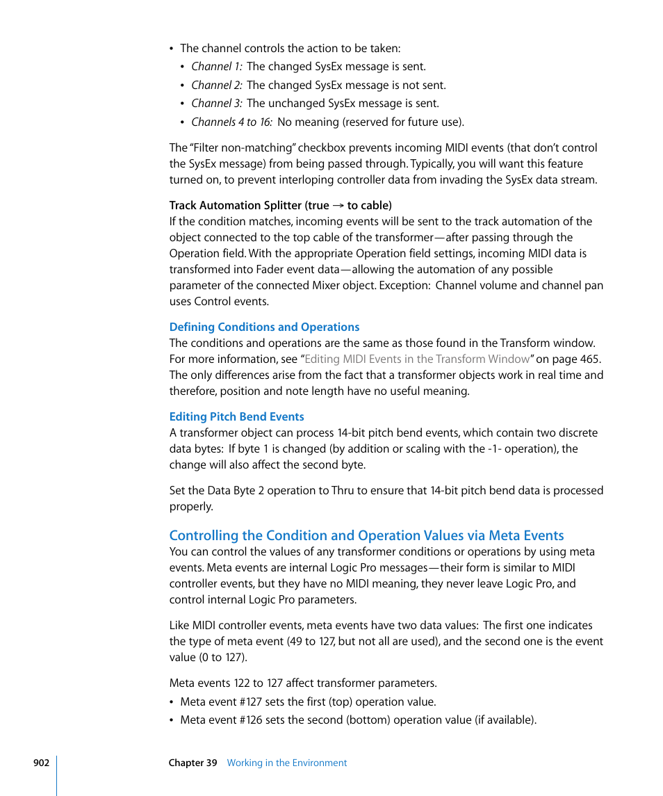Controlling the condition and, Operation values via meta events | Apple Logic Pro 8 User Manual | Page 902 / 1030