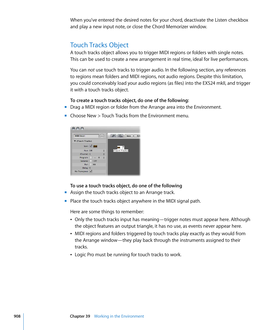 Touch tracks object | Apple Logic Pro 8 User Manual | Page 908 / 1030