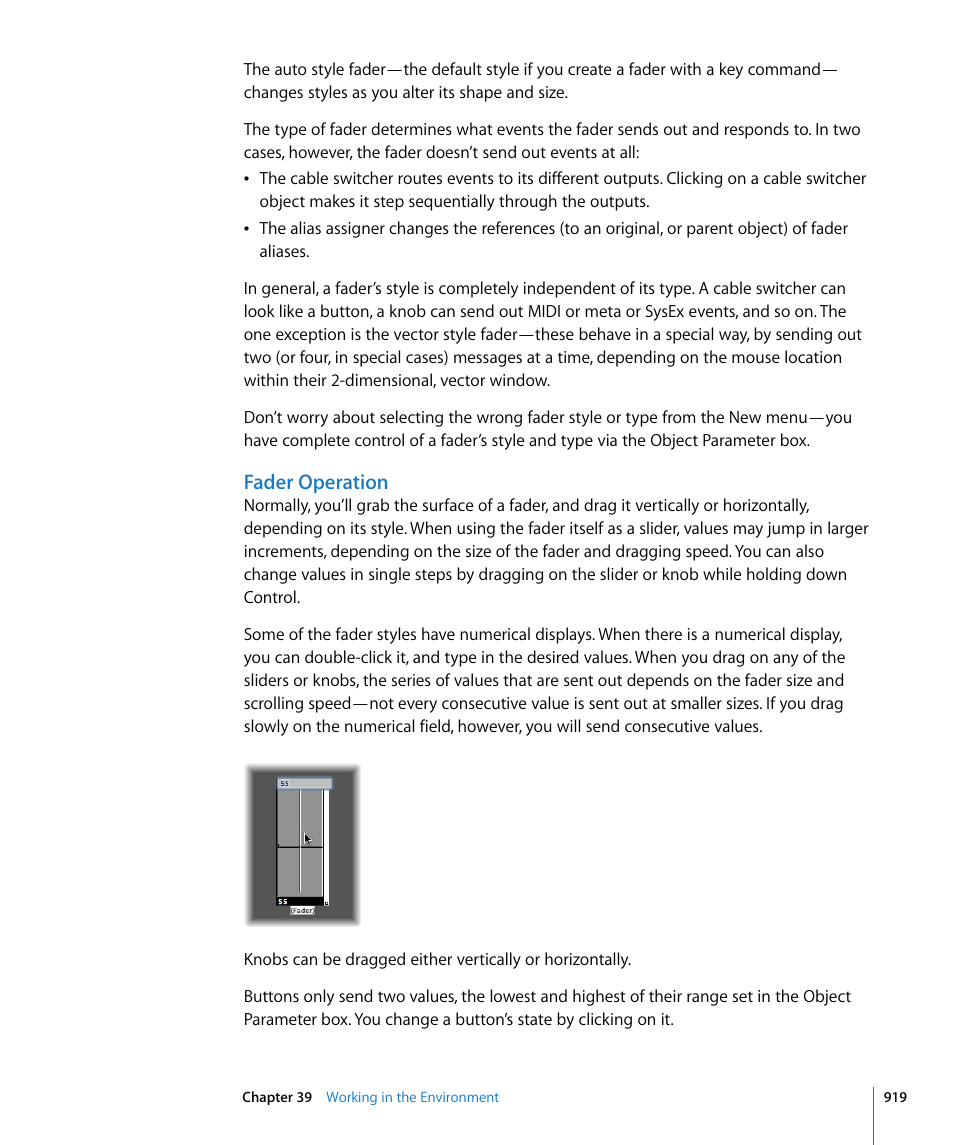 Fader operation | Apple Logic Pro 8 User Manual | Page 919 / 1030