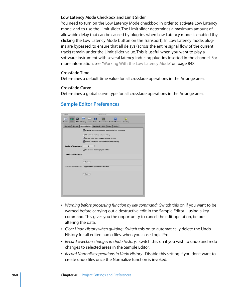 Sample editor preferences | Apple Logic Pro 8 User Manual | Page 960 / 1030