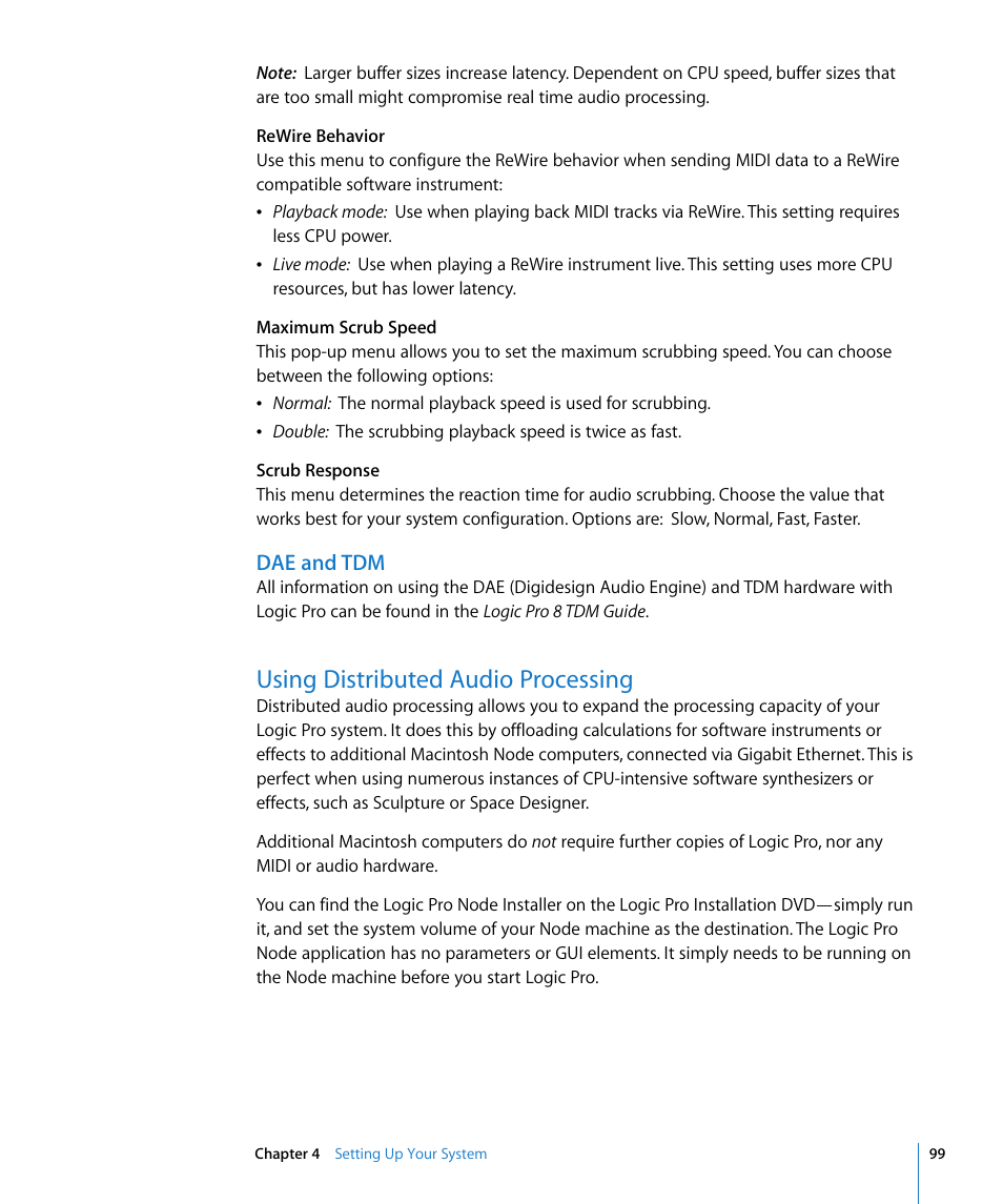 Dae and tdm, Using distributed audio processing | Apple Logic Pro 8 User Manual | Page 99 / 1030